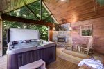 COZY WARM HOT TUB PORCH w/EXTRA SEATING ROCKER